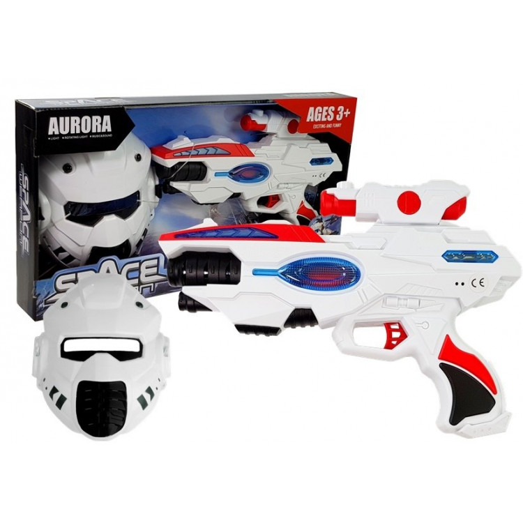 Vesmírna laserová pištoľ s maskou biela